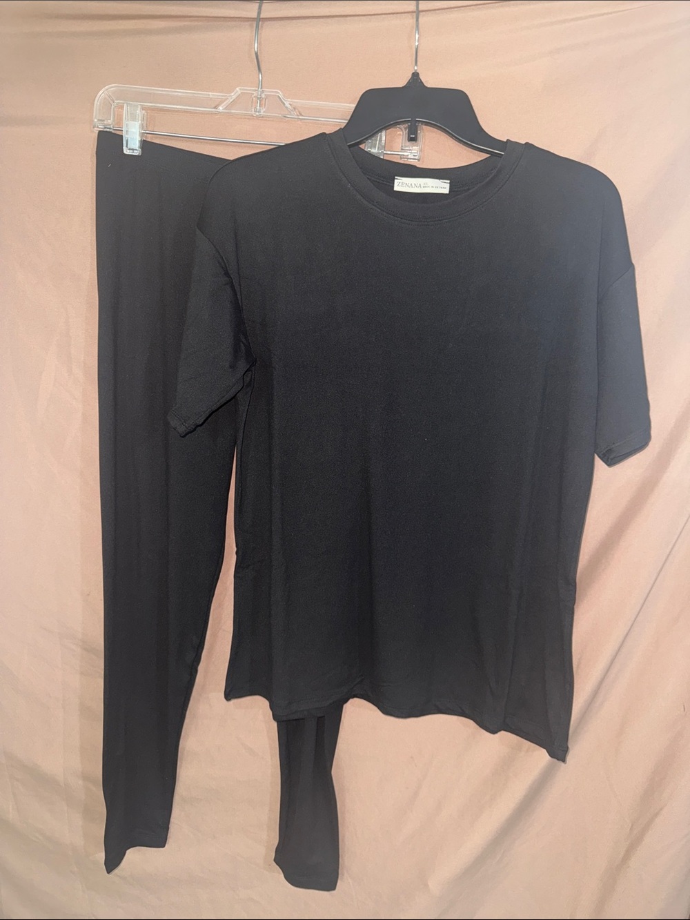 NWT Women’s XL Zenana Outfitters Black Short-Sleeve Crewneck Tee & Legging Set